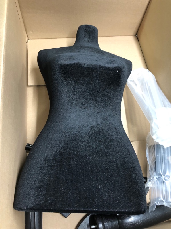 Photo 3 of 59-67 Inch Female Mannequin, Torso Sewing Mannequin Dress Form Mannequin Body Adjustable Dress Mannequin with Stand Wood Base for Sewing Counter Window Display (Black)