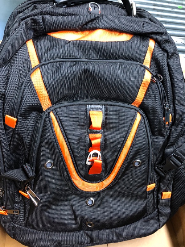 Photo 4 of 18.4 Laptop Backpack Women Men, 55L Flight Approved Extra Large Travel Backpack RFID Anti Theft and TSA Friendly Backpack, Water Resistant College School Heavy Duty With USB Charging Port, Orange Orange 18.4in