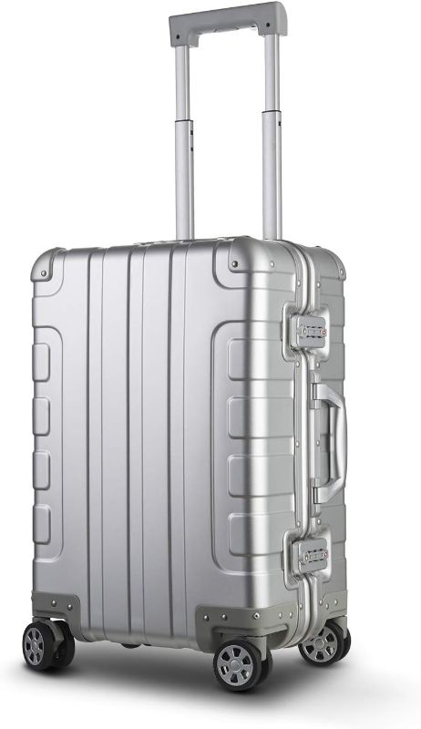 Photo 1 of Bamboo Wolf 20-inch Aluminum-Magnesium Alloy Carry-on Luggage Hardside Boarding Suitcase, Built-In TSA Lock, Zipperless Fashion with Spinner Wheels for Travel/Business, Silver B-20inch-silver