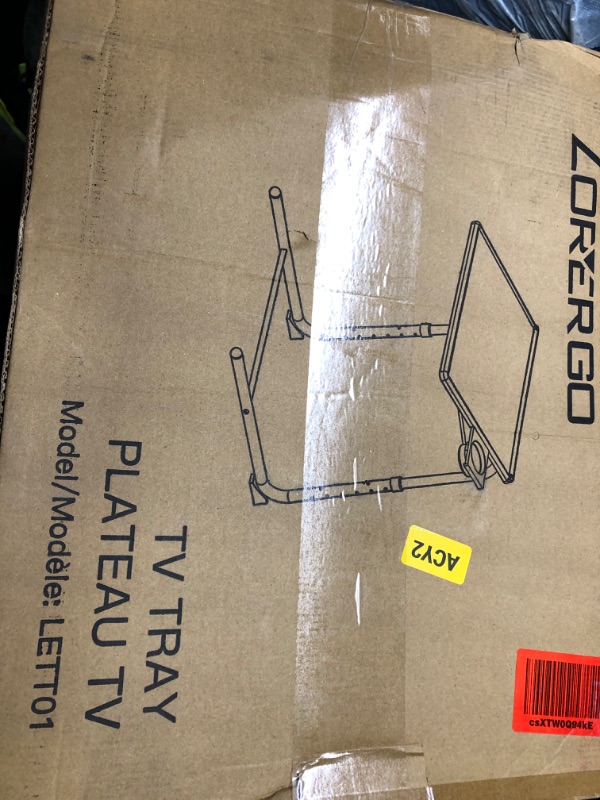 Photo 1 of Adjustable TV Tray Table - TV Dinner Tray on Bed & Sofa, Comfortable Folding Table with 6 Height & 3 Tilt Angle Adjustments (Black)