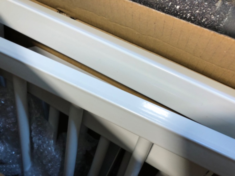 Photo 1 of ALLAIBB Extra Wide Pressure Mount Baby Gate Auto Close White Metal Child Dog Pet Safety Gates with Walk Through for Stairs,Doorways,Kitchen and Living Room 62.2-66.9 in (57.48-62.20"/146-158cm) White 57.48-62.20 Inch (Pack of 1)
