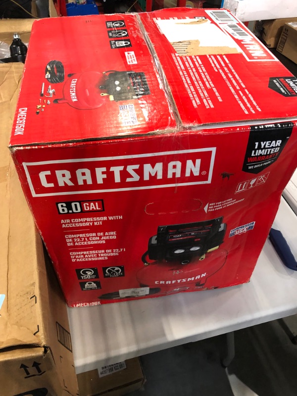 Photo 2 of CRAFTSMAN Air Compressor, 6 Gallon, Pancake, Oil-Free with 13 Piece Accessory Kit (CMEC6150K)