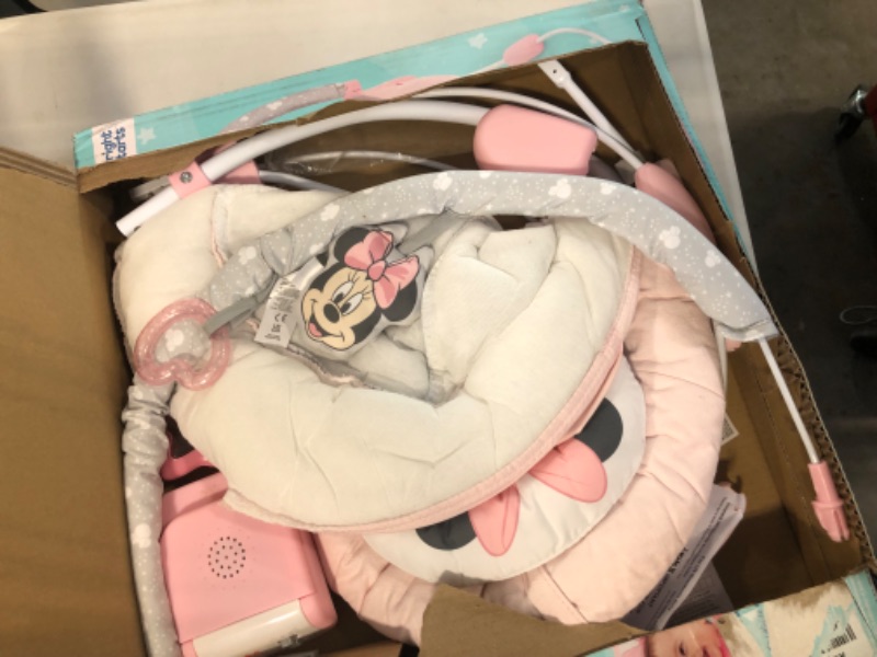 Photo 6 of Bright Starts Minnie Mouse Rosy Skies Cradling Baby Bouncer - Pink