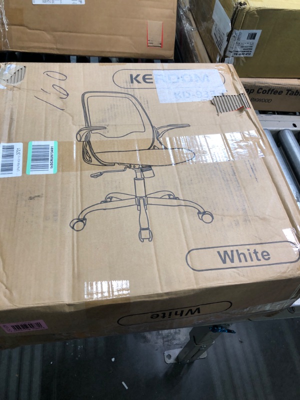 Photo 2 of KERDOM Office Chair, Ergonomic Desk Chair, Breathable Mesh Computer Chair, Comfy Swivel Task Chair with Flip-up Armrests and Adjustable Height White 933-C