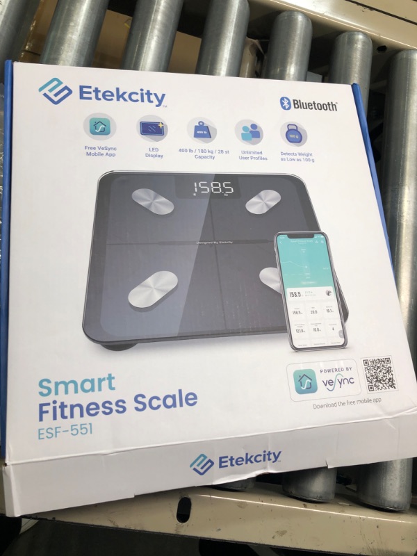 Photo 1 of Etekcity Scale for Body Weight and Fat Percentage, Smart Accurate Digital Bathroom Body Composition Bluetooth Weighing Machine for People's BMI, Million-User App Offers Diet & Exercise Plan, 400lb Advanced Black