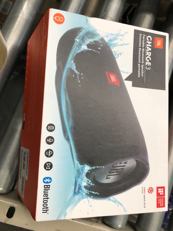 Photo 4 of JBL Charge 3 Waterproof Portable Bluetooth Speaker (Black), 1
