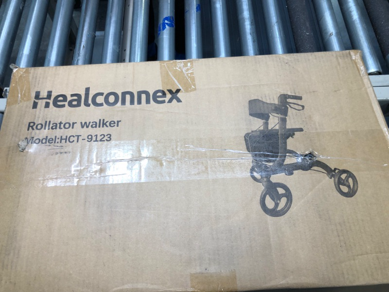 Photo 1 of Healconnex Rollator Walkers for Seniors-Folding Rollator Walker with Seat and Four 8-inch Wheels-Medical Rollator Walker with Comfort Handles and Thick Backrest-Lightweight Aluminium Frame and Basket Red