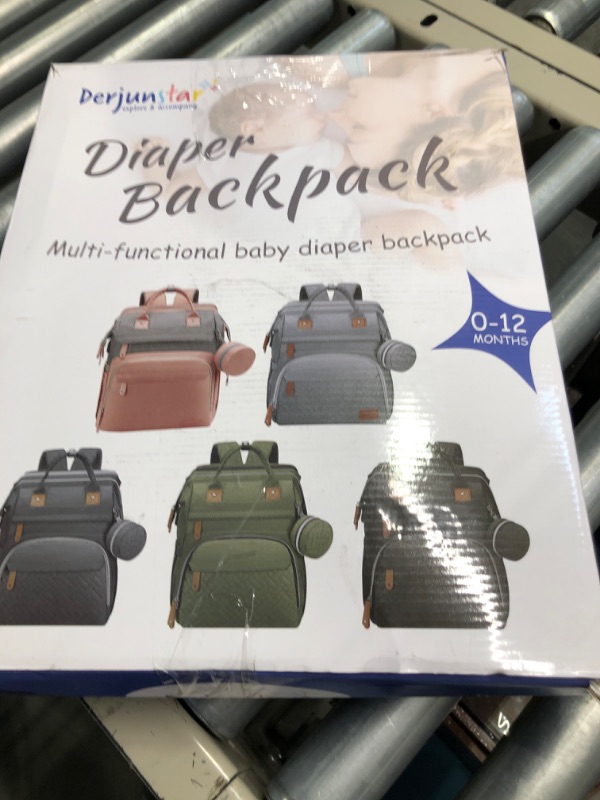 Photo 1 of DERJUNSTAR Diaper Bag Backpack,Baby Diaper Bags, Baby Shower Gifts, Multifunctional Travel Diaper Waterproof Backpack for Baby Boy & Girls, with Portable Diaper Pad,Black