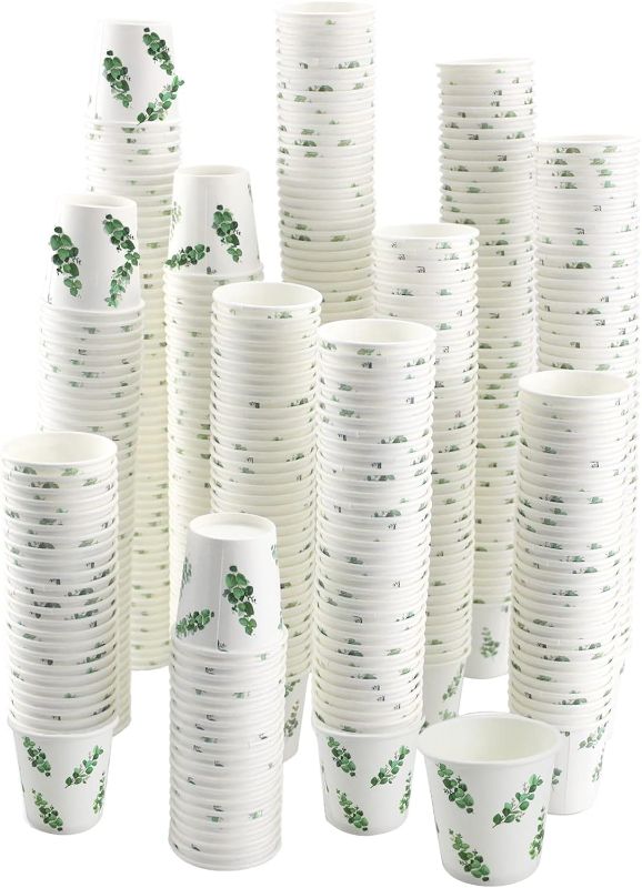Photo 1 of 500 Pack Paper Cups,3oz Disposable Coffee Cups,Bathroom Mouthwash Cups,Eucalyptus Paper Cups for Party, Picnic, BBQ,Coffee,Juice, Home and Office (Green)