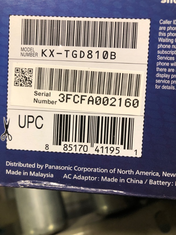 Photo 2 of Panasonic Cordless Phone with Advanced Call Block, Bilingual Caller ID and Easy to Read Large High-Contrast Display, Expandable System with 1 Handset - KX-TGD810B (Black)