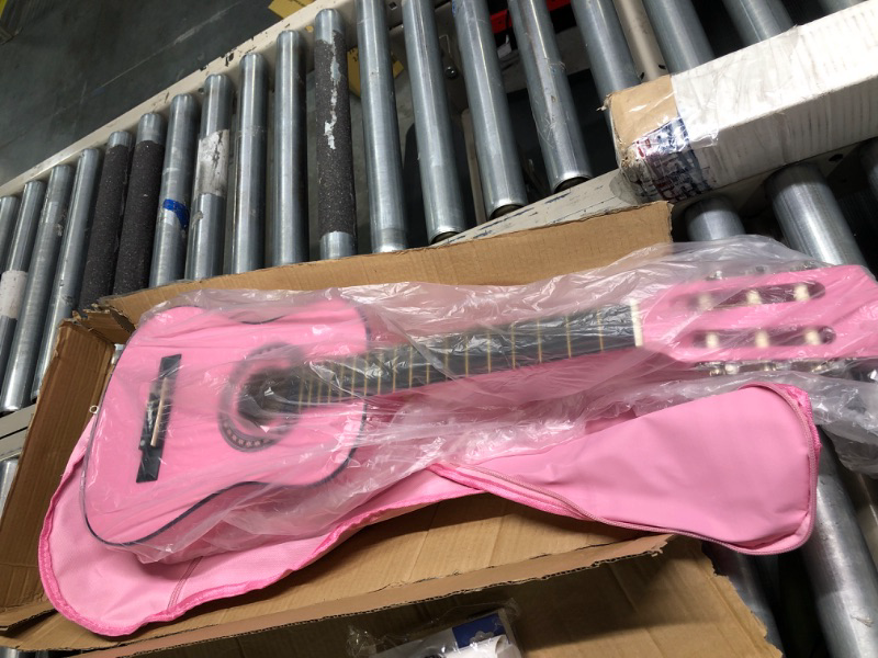 Photo 4 of 30" Wood Classical Guitar with Case and Accessories for Kids/Girls/Boys/Beginners (Pink) Right Handed Pink