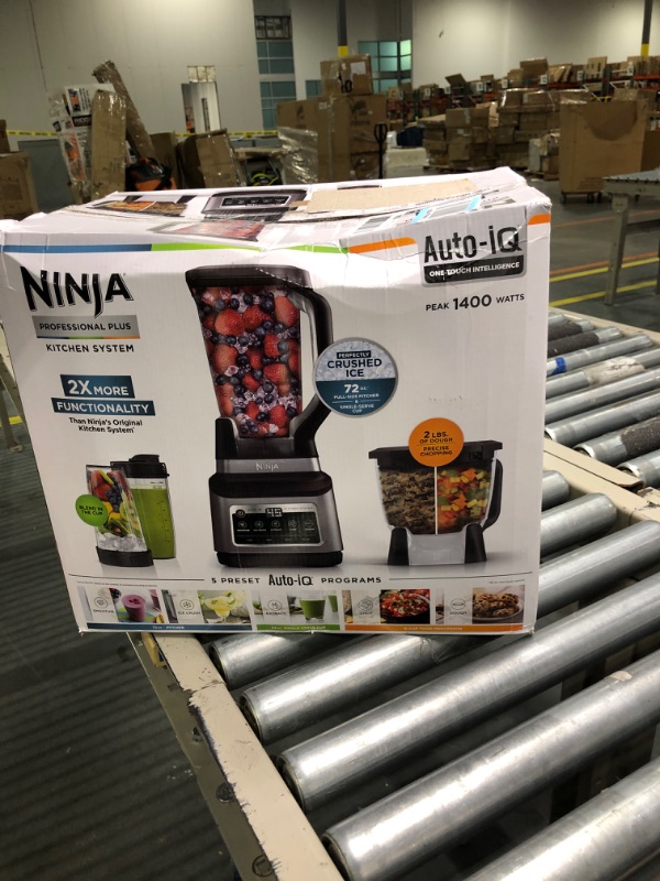 Photo 2 of *NO POWER BASE, THIS IS FOR SPARE PARTS ONLY**
Ninja BN801 Professional Plus Kitchen System, 1400 WP, 5 Functions for Smoothies, Chopping, Dough & More with Auto IQ, 72-oz.* Blender Pitcher, 64-oz. Processor Bowl, (2) 24-oz. To-Go Cups, Grey (2) Single-Se