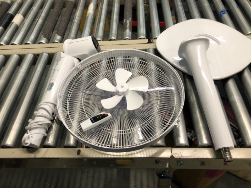 Photo 1 of Amazon Basics Oscillating Dual Blade Standing Pedestal Fan with Remote - Quiet DC Motor, 16-Inch