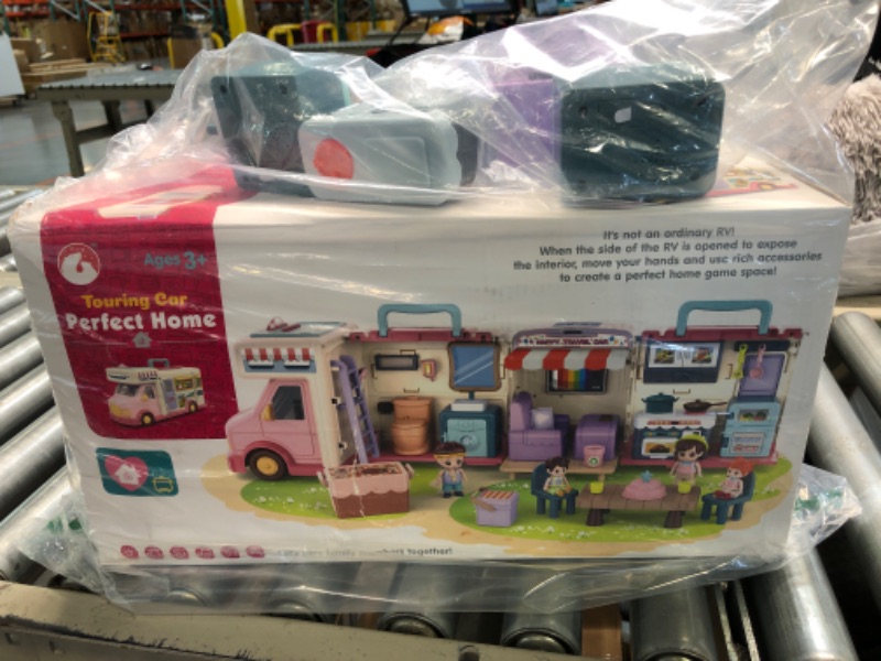 Photo 2 of Marstone Doll House Camping Toy, Transforming Doll Camper Dream House with Little People, Pretend RV Van Play Set Girls Toy Inertia Vehicle with Sound and Music for Age 3 4 5 6 7 8+