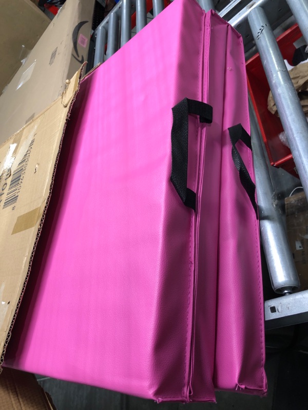 Photo 1 of BalanceFrom 2" Thick Tri-Fold Folding Exercise Mat with Carrying Handles for MMA, Gymnastics and Home Gym Protective Flooring Pink2