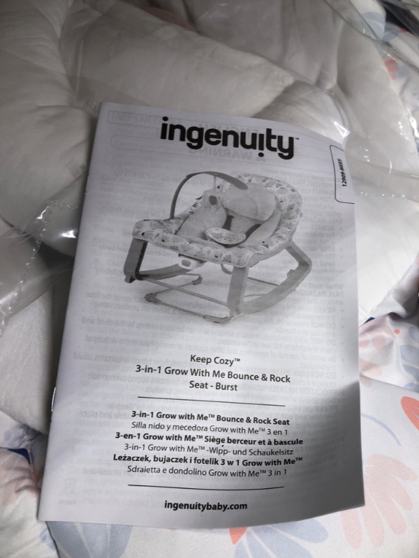Photo 3 of Ingenuity Keep Cozy 3-in-1 Grow with Me Vibrating Baby Bouncer Seat & Infant to Toddler Rocker - Burst (Pink), Newborn and up