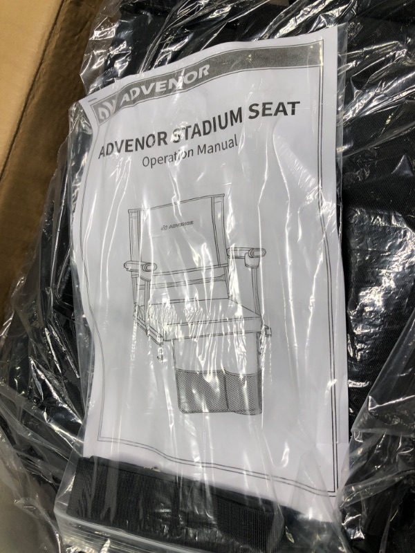 Photo 1 of ADVENOR Portable Stadium Seat with Back Support for Bleacher -2 Pack, Adjuatble 6 Reclining Position, 2 Pockets Thick Padded Cushion Ideal for Basketball Soccer Sport Events Regular Black 2