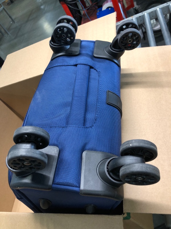Photo 1 of Amazon Basics Expandable Softside Carry-On Spinner Luggage Suitcase With TSA Lock And Wheels - 20.4 Inch, 20.4-inch Suitcase blue