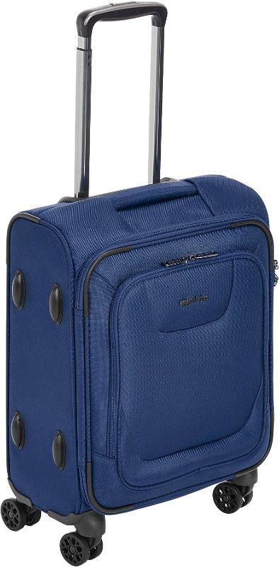 Photo 1 of Amazon Basics Expandable Softside Carry-On Spinner Luggage Suitcase With TSA Lock And Wheels - 20.4 Inch, 20.4-inch Suitcase blue