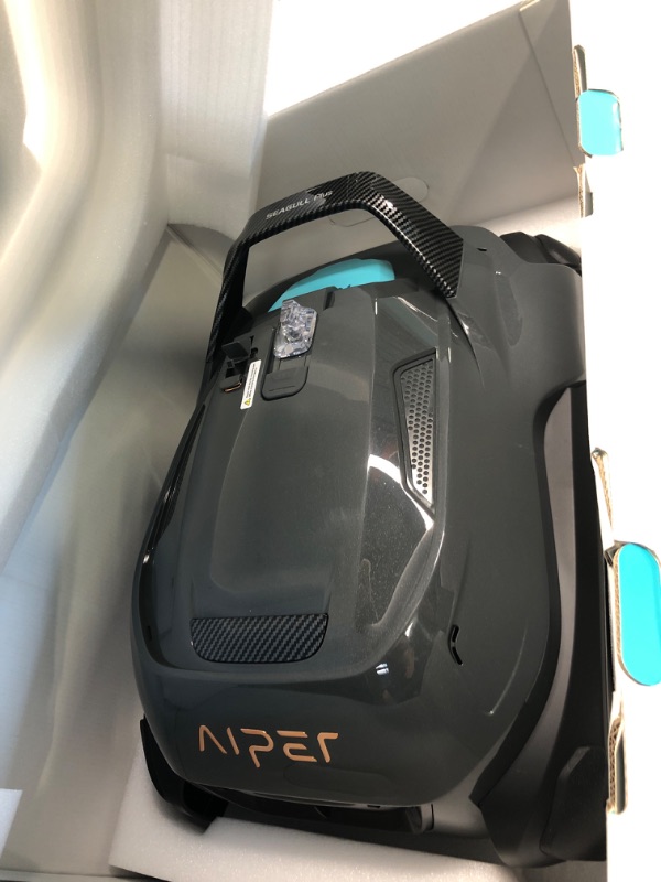 Photo 4 of (2023 Upgrade) AIPER Seagull Plus Cordless Pool Vacuum, Robotic Pool Cleaner Lasts 110 Min, Stronger Power Suction, LED Indicator, Ideal for Above/In-Ground Flat Pools up to 60 Feet Gray
