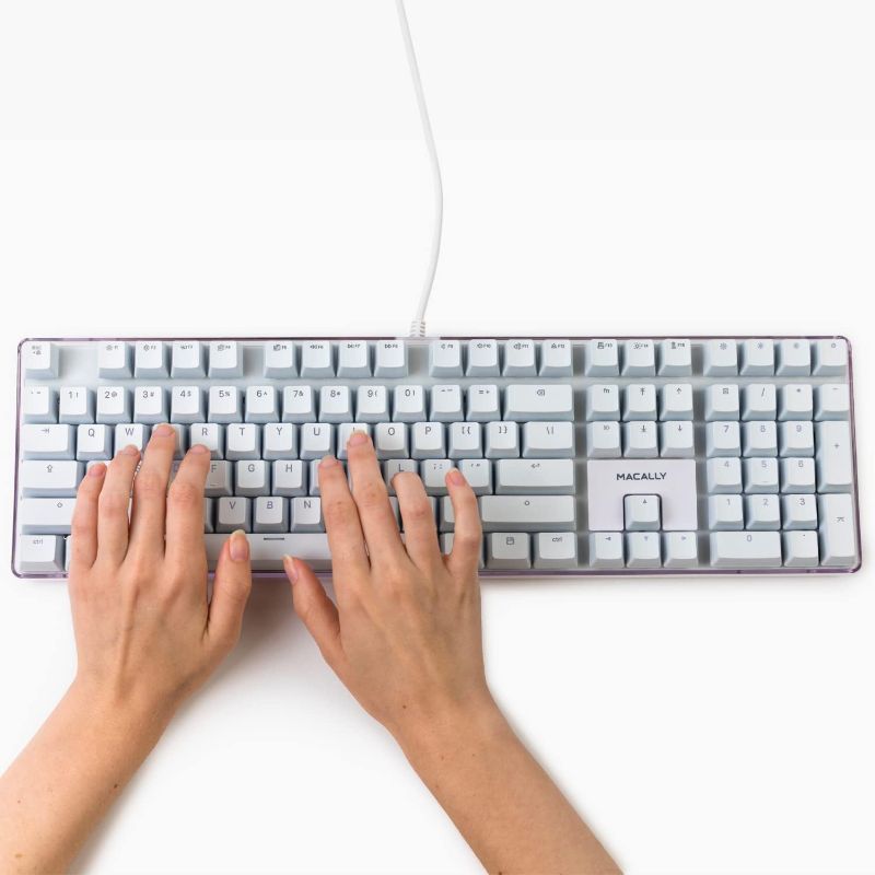 Photo 1 of Macally Backlit Mechanical Keyboard for Mac - Quality You Can Feel - Classic Mac Mechanical Keyboard with Brown Switches for Comfortable Typing - 104 Key Apple Keyboard Wired USB with Weighted Base
