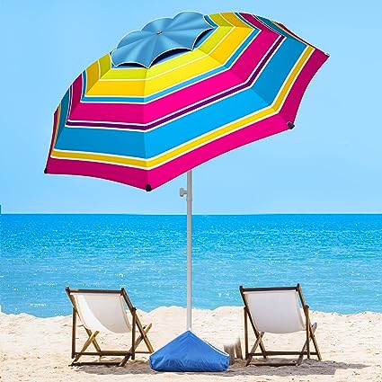 Photo 1 of 8FT Large Beach Umbrella, Portable Outdoor Umbrella wit