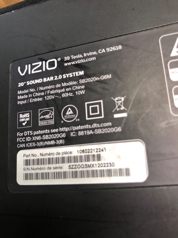 Photo 1 of Vizio SB2020n-J6 Home Theater Sound Bar (Renewed)