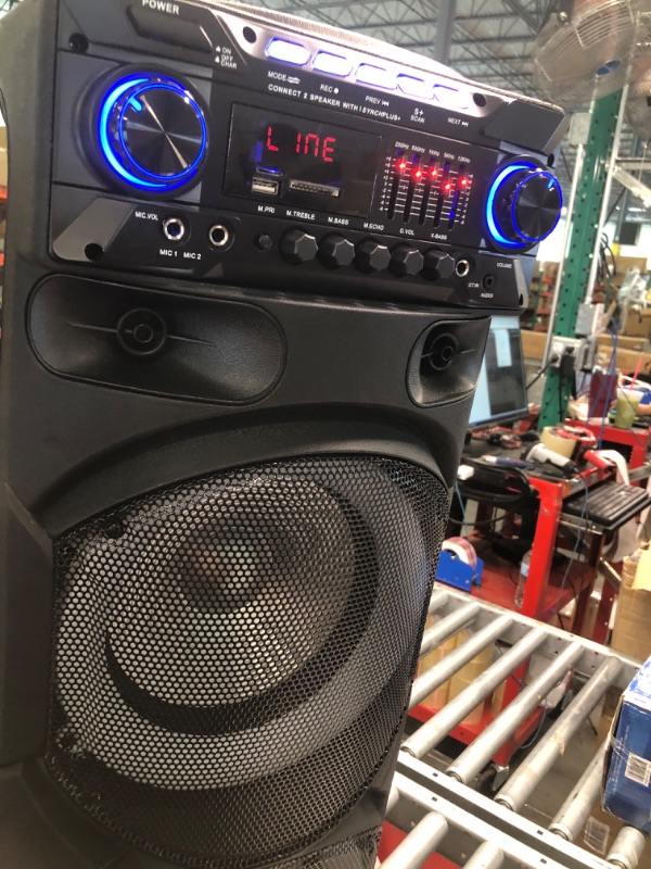 Photo 1 of QAISE Portable PA System with Wireless Mic - Bluetooth Party Boombox Speaker & Karaoke Machine with Lights, Dual 10” Subwoofer, X-Bass & 8000 Watts Peak Power - SonicBoomer X-Dix SB-2101