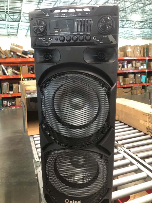 Photo 1 of QAISE Portable PA System with Wireless Mic - Bluetooth Party Boombox Speaker & Karaoke Machine with Lights, Dual 10” Subwoofer, X-Bass & 8000 Watts Peak Power - SonicBoomer X-Dix SB-2101