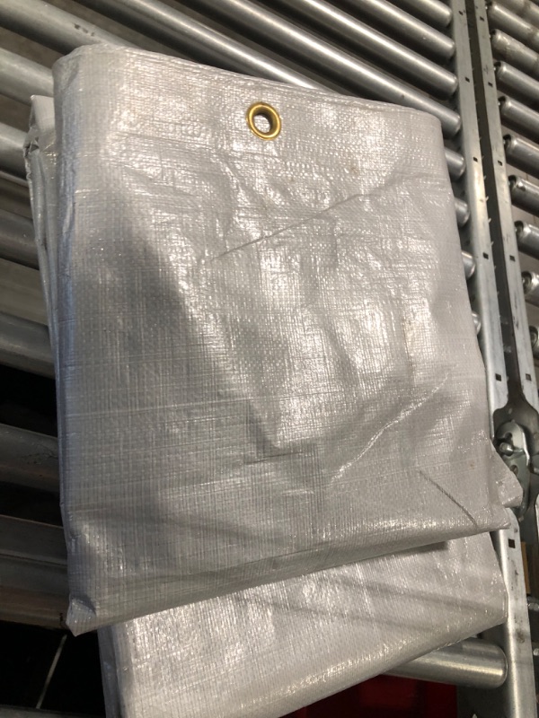 Photo 3 of 10x12 Heavy Duty Tarp, 10 Mil Thick, Waterproof, Tear & Fade Resistant, High Durability, UV Treated, Grommets Every 18 Inches. (Silver/Brown - Reversible) (10 x 12 Feet) 10' x 12'