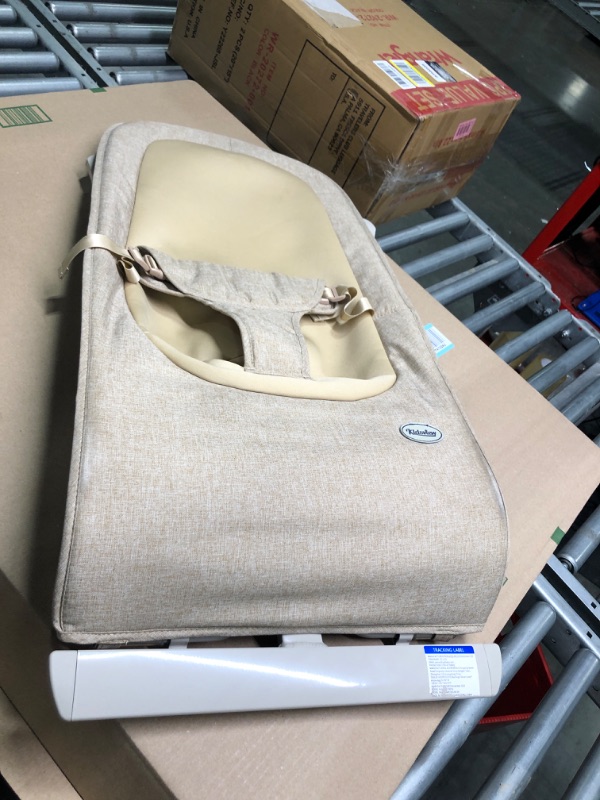 Photo 1 of Bouncer for Babies, Portable Bouncer Seat for Babies, Newborn Bouncer with 3-Point Harness Baby Vibrating Infant Seat Age 0-6 Months (Khaki) Baby Bouncer-Khaki