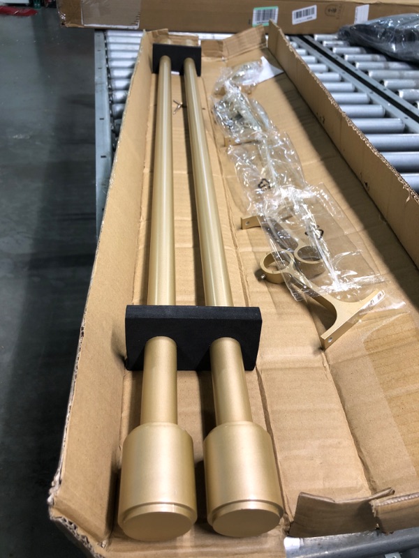 Photo 2 of 2 Pack Curtain Rods for Window 36 to 72 Inch, Single Curtain Rod Drapery Rods, Adjustable 1-Inch Thicken Window Treatment Curtain Rods, Telescoping Decorative Curtain Rods with Cap Finials Light Gold Light Gold 2 Pack 36-72"