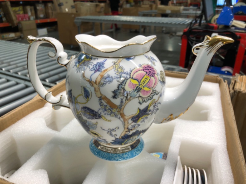 Photo 1 of ACMLIFE Bone China Coffee Tea Sets, 21 Piece Porcelain Tea Cup Set, Tea Cup and Saucer Set Service for 6 with 34 Ounces Teapot,Sugar Bowl,Creamer Pitcher...
