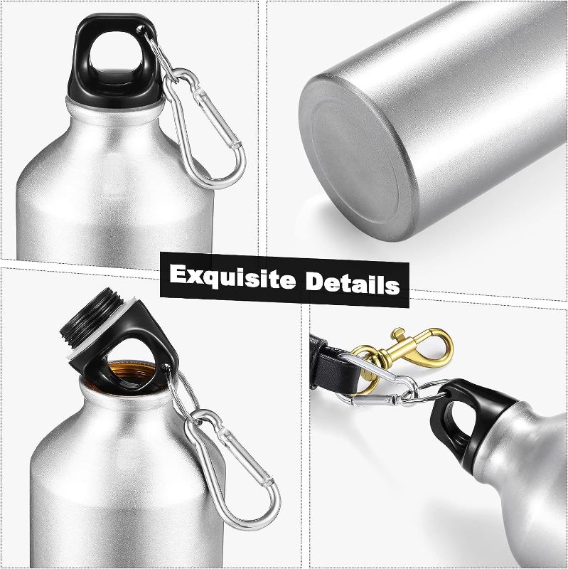 Photo 1 of 24 oz Aluminum Sport Water Bottles, Lightweight Water Bottle, Reusable Leak Proof Water Bottle with Buckle and Twist Cap for Bike, Camping, Climbing, Travelling, Indoor, Outdoor(Silver)  2PACK