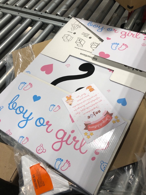 Photo 3 of Nejoe Baby Gender Reveal Box for Balloons, Party Supplies, and Decorations, Tall 18” x 18” x 24” Surprise Boxes and Event Decor for Girls and Boys, Fun for Family and Friends