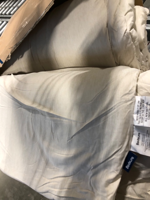 Photo 1 of Bedsure California King Comforter Set - Warm Sand Cal King Size Comforter, Soft Bedding for All Seasons, Cationic Dyed Bedding Set, 3 Pieces, 1 Comforter (104"x96") and 2 Pillow Shams (20"x36"+2")
