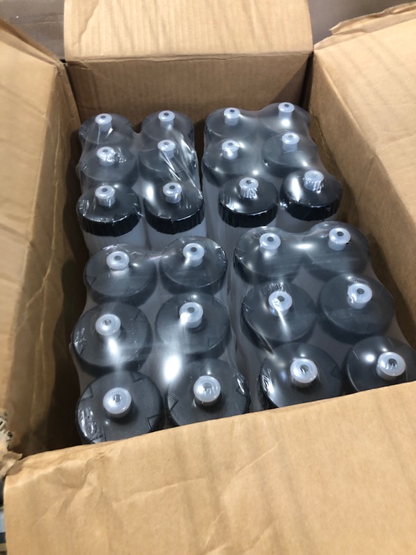 Photo 2 of 50 Strong Bulk Water Bottles | 24 Pack Sports Bottle | 22 oz. BPA-Free Easy Open with Pull Top Cap | Made in USA | Reusable Plastic Water Bottles for Adults & Kids | Top Rack Dishwasher Safe Clear