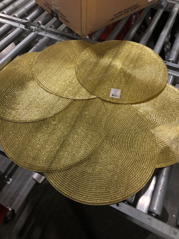 Photo 1 of DII Metallic Gold Round Woven Placemat - Set of 6