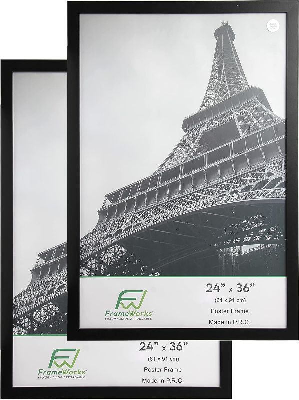 Photo 1 of 24” x 36” 2-Pack Black Back-Loading Poster Frame with Classic Edges