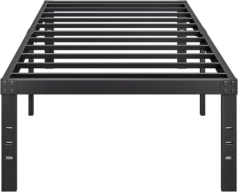 Photo 1 of 18-Inch Tall Bed-Frame Twin-XL, Heavy Duty Black Metal-Bed Frames No Box Spring Needed, Easy Assembly, Under Bed Storage, Noise Free Mattress Foundation Support up to 2000Lbs