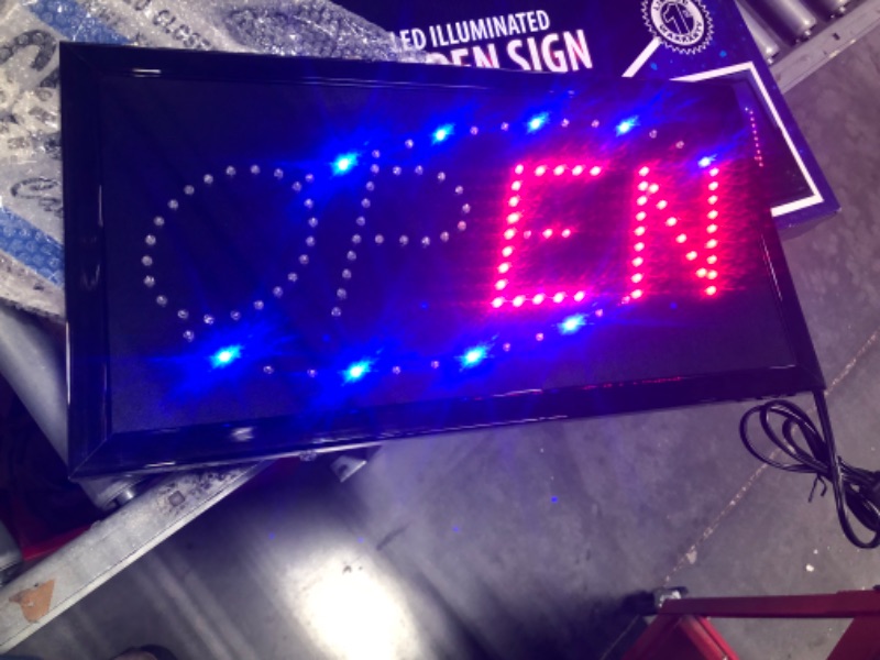 Photo 3 of Ultima LED Neon Open Sign for Business: Lighted Sign Open with Flashing Mode – Indoor Electric Light up Sign for Stores (19 x 10 in