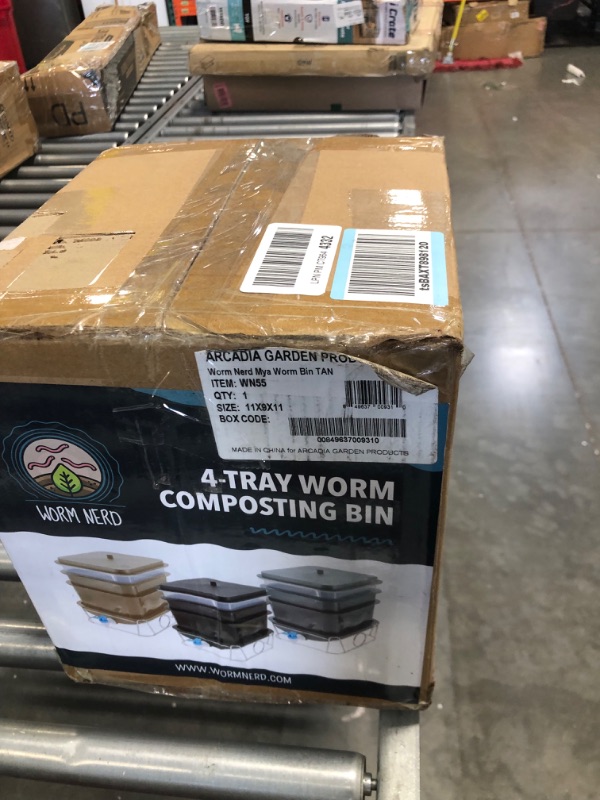 Photo 2 of Arcadia Garden Products Worm Nerd WN55 4-Tray Worm Composting Bin Kit with Coco Coir Brick for Recycling Food Waste, Worm Castings, Worm Tea, Vermiculture and Vermicomposting, Tan Mya Bin - Tan