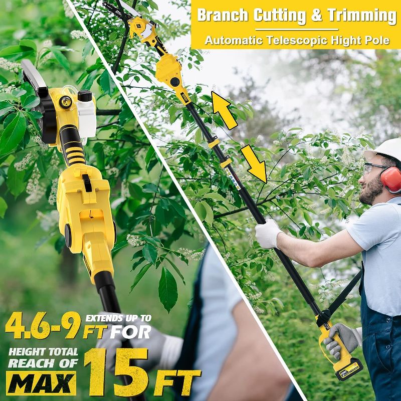 Photo 1 of 2 in 1 Brushless Electric Weed Wacker & Leaf Blower, 2PCS 21V 3.0Ah Batteries with Fast Charger, IMOUMLIVE Cordless String Trimmer, 3 Types of Blades, 90° Adjustable Head, Cutter for Lawn,Yard Garden String Trimmer & Leaf Blower