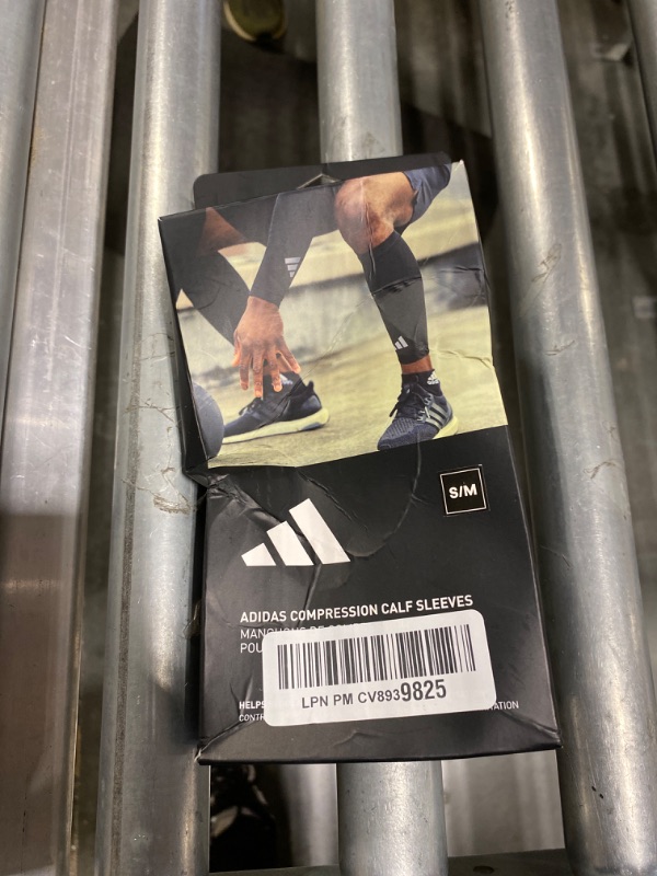 Photo 2 of adidas Calf Compression Sleeves for Unisex - Pair of Calf Sleeves for Running Black (Small/Medium)