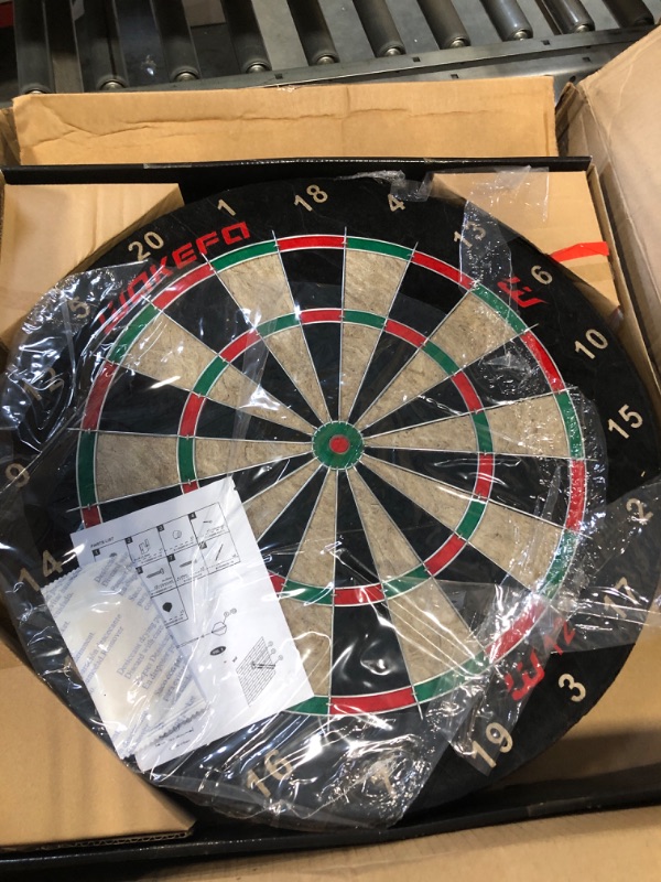 Photo 3 of Bristle Dartboard Dart Board Set: Regulation Size Compressed Sisal Dartboards with Printed Number and Staple-Free Bullseye, Included 6 Steel Tip Darts 18g and Dartboard Mounting Kits W12-02