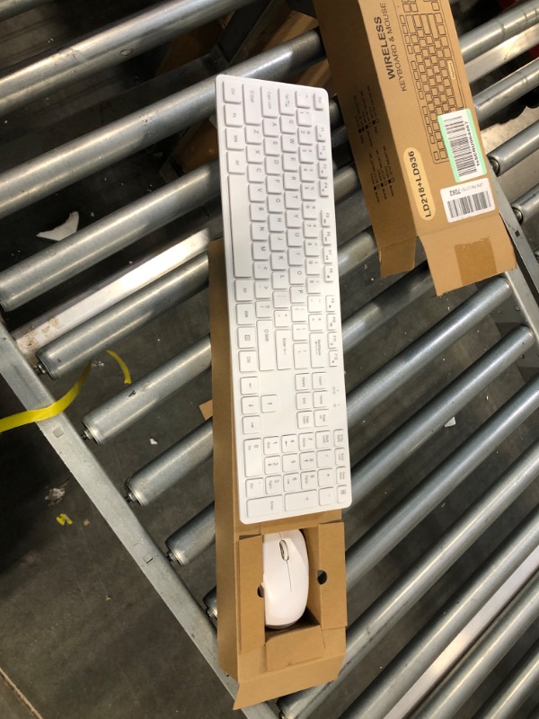 Photo 1 of Wireless Keyboard Mouse Combo Rechargeable USB Cordless Compact Slim Keyboard and Ergonomic Silent Mouse with Side Button, 2400 DPI, Number Pad, for Laptop, PC, Windows Computer, Mac - Silver White KM202-Silver White