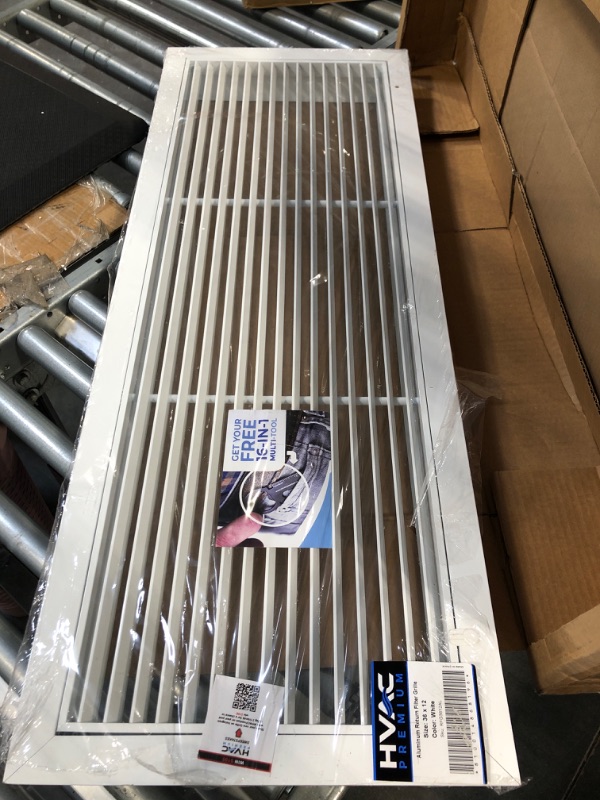Photo 3 of 36" X 12" Aluminum Return Filter Grille - Easy Airflow - Linear Bar Grilles [Outer Dimensions: 37.75w X 13.75h] 36 X 12