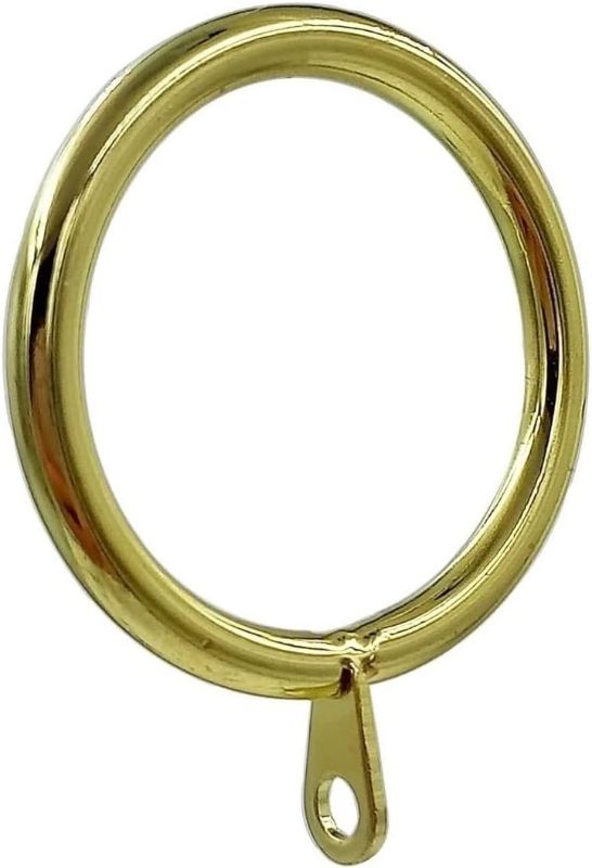 Photo 1 of 42Pcs Metal Flat Curtain Ring with Eyelet 1.5" Inner Diameter,Fits Up to 1 1/4-Inch Rod-Gold
