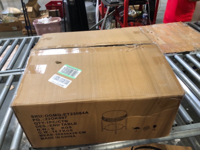 Photo 1 of OIOG Modern Side Table with Drawer, Industrial 2 Tier End Table with Shelf, Wood Nightstand with Storage for Living Room, Bedroom, Office, Dorm, Black