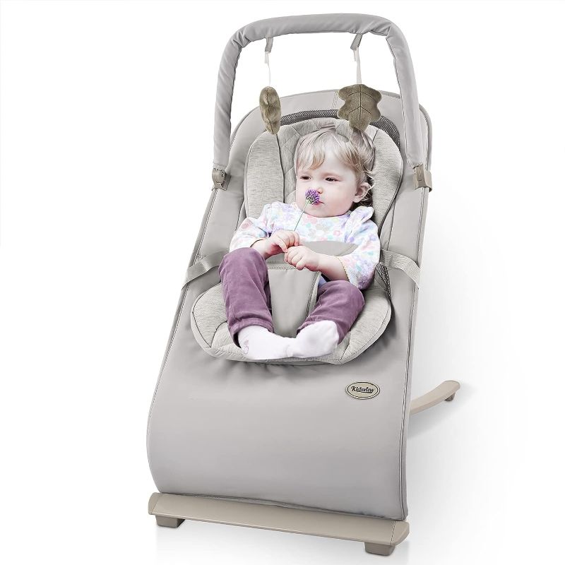 Photo 1 of Baby Bouncer Seat,Baby Bouncer, Baby Bouncer Seat for Infants,Portable Newborn Bouncer Seat, Baby Bouncer with 3-Point Harness Easy to Fold Age 0-6 Months (Grey)
